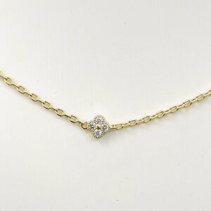 Lucky Clover Flower CZ Station Necklace